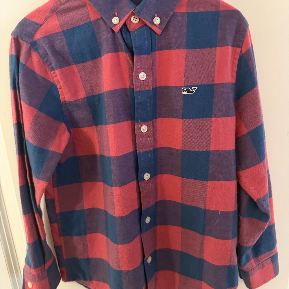 Vineyard Vines Dark Pinkish and Blue Check Shirt - flannel